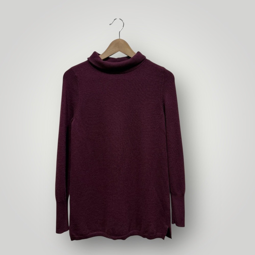 Talbots Womens Burgundy 100% Pure Cashmereâ Funnel Neck Sweater Small Plum